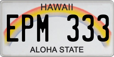HI license plate EPM333
