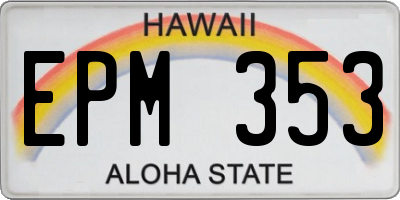 HI license plate EPM353