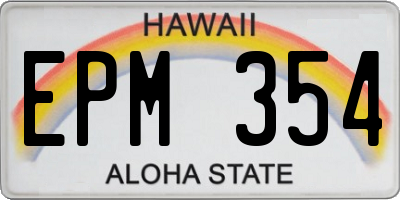 HI license plate EPM354