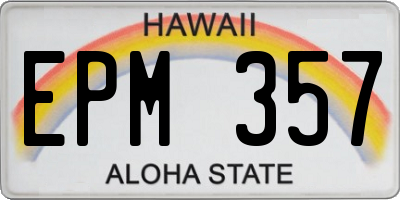 HI license plate EPM357