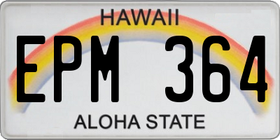 HI license plate EPM364