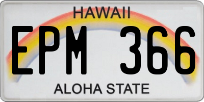 HI license plate EPM366