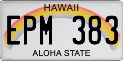 HI license plate EPM383