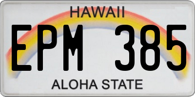 HI license plate EPM385