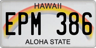 HI license plate EPM386