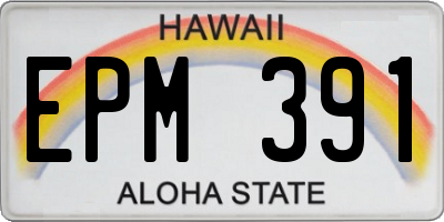 HI license plate EPM391