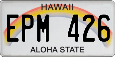 HI license plate EPM426