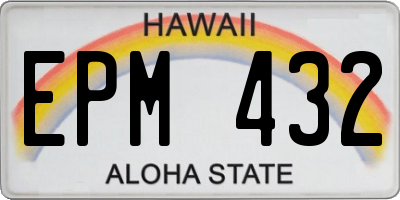 HI license plate EPM432