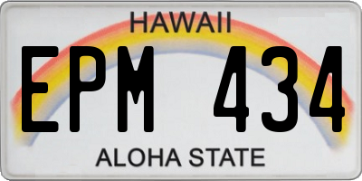 HI license plate EPM434
