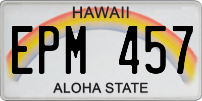 HI license plate EPM457