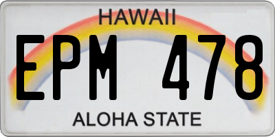 HI license plate EPM478