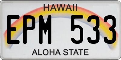HI license plate EPM533