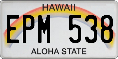 HI license plate EPM538