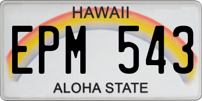 HI license plate EPM543