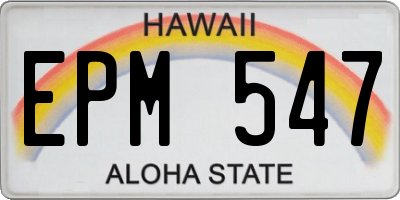 HI license plate EPM547