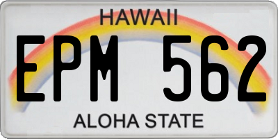 HI license plate EPM562