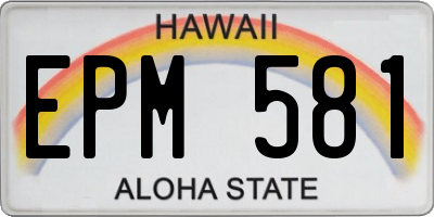 HI license plate EPM581