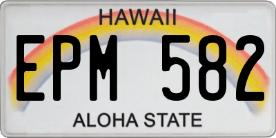 HI license plate EPM582