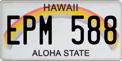 HI license plate EPM588