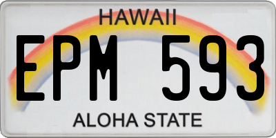 HI license plate EPM593
