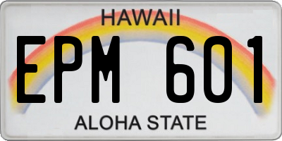 HI license plate EPM601