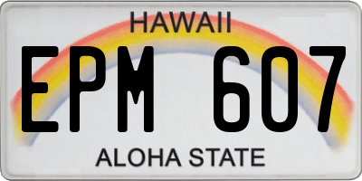 HI license plate EPM607