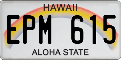 HI license plate EPM615