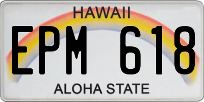 HI license plate EPM618