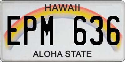 HI license plate EPM636