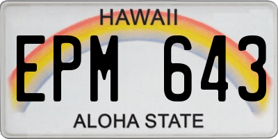 HI license plate EPM643