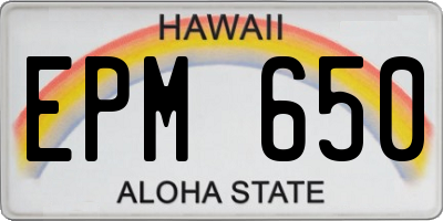 HI license plate EPM650