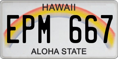 HI license plate EPM667
