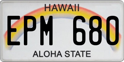 HI license plate EPM680
