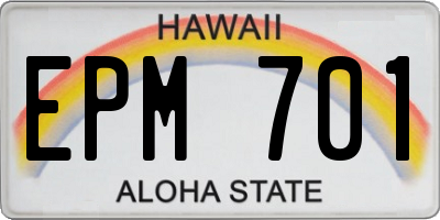 HI license plate EPM701