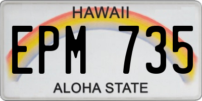 HI license plate EPM735