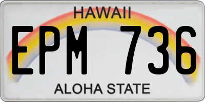 HI license plate EPM736