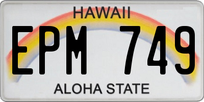 HI license plate EPM749