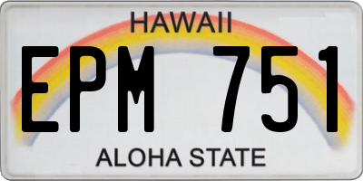 HI license plate EPM751