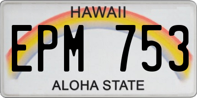 HI license plate EPM753