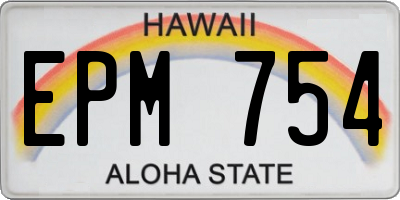 HI license plate EPM754