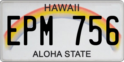 HI license plate EPM756