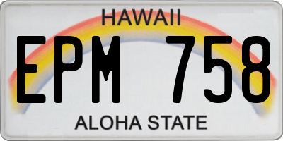 HI license plate EPM758