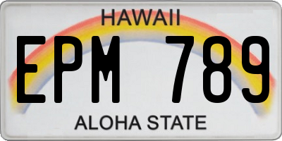 HI license plate EPM789