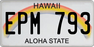 HI license plate EPM793