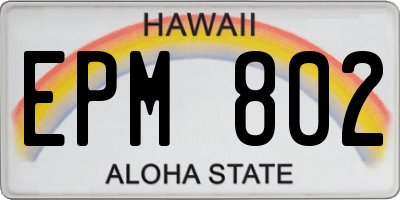 HI license plate EPM802