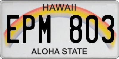 HI license plate EPM803