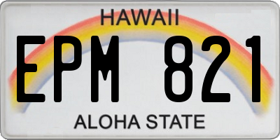 HI license plate EPM821