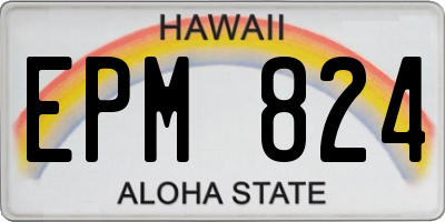 HI license plate EPM824