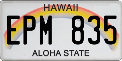 HI license plate EPM835