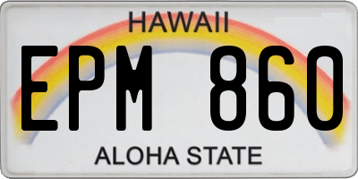 HI license plate EPM860